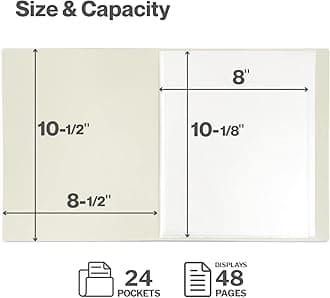 CRANBURY Portfolio Binder for 8x10 Photos (Black), Poly Plastic 8 x 10 Art Presentation Book with Clear Plastic Sleeves, 24 Pages Hold 48 Pictures, 10x8 Photo Book with Customizable Front Pocket