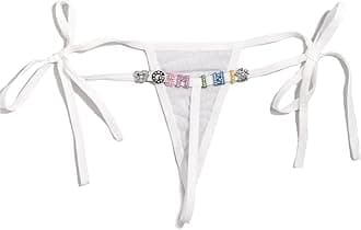 Personalised Letter T Thong for Women Customized Crystal Letter Name Lace Up G-String Panties,DIY Colorful Let