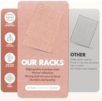 2 PCS Cooling Racks for Cooking and Baking, 15x10 Inches Stainless Steel Cooling Rack, Sheet Pan with Wire Rack for Baking Sheet, Bacon Rack Oven Safe Fits Jelly Roll Sheet Pan