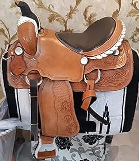 SUPREME SADDLERY Pony and Adult Leather Premium Classic Quality Handmade Horse Saddle Comfort Western Barrel Racing Trail Equestrian Horse Saddle Size 10" to 18" inches Seat MO2 (14 Inches Seat)