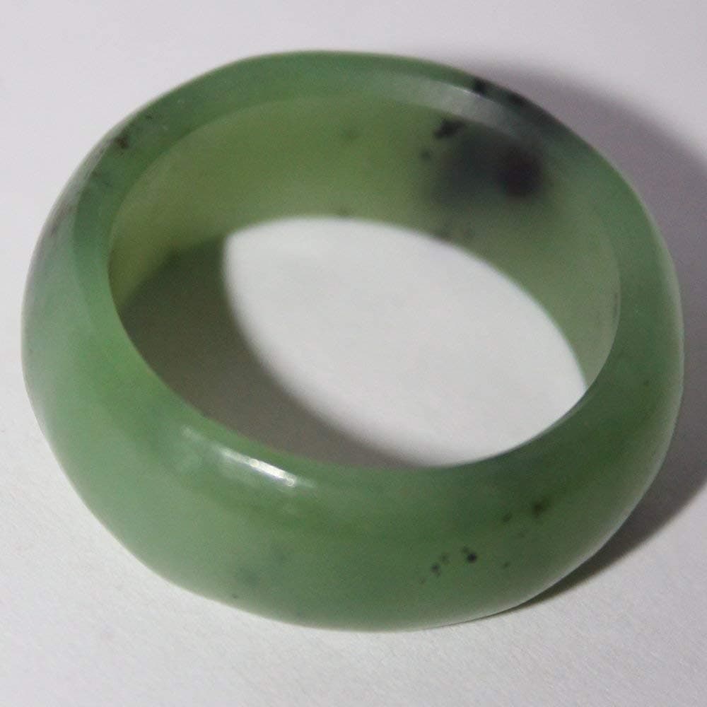 Green jade solid ring, nephrite ring