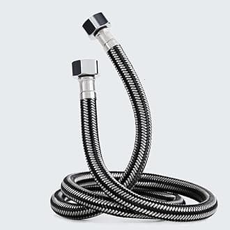 Stainless Steel Braided Hose Flexible Water Plumbing Pipe Bathroom Kitchen Sink Hot Cold Water Inlet Hoses for Toilet/Taps G1/2 X G1/2 20CM Long