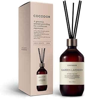 Premium Reed Diffuser/16.9oz(500ml)/1 Pack/Fragrance Scent Essential Oil with Stick Diffuser Set for Home Bathroom Shelf Décor (Garden Lavender)