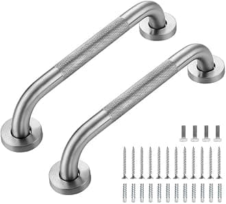 Grab Bars for Shower, 2 Pack 12-Inch Anti Slip Shower Handles for Elderly, Safety Shower Grab Bar, Stainless Steel Handicap Grab Bars for Bathroom,Toilet (Brushed Nickel, 1" Diameter)