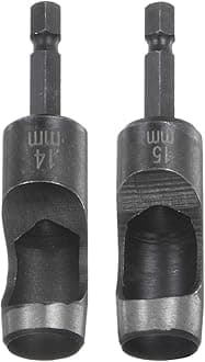 HARFINGTON Leather Hollow Punch Set 1/4 Hex Shank for Drills, 14mm 15mm Dia Rotary Hole Punches for Thick Fabrics Leathercraft Working