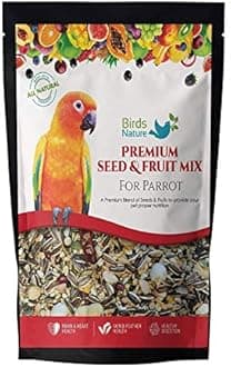 BirdsNature Premium Seed & Fruit Mix for African Greys Parrot, Senegals, Amazons, Electus, Small Cockatoos, Conures, Caiques & Exotic Birds (15kg)