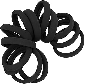 Cyndibands Seamless Hair Ties - Black - Gentle Hair Ties No Damage, Standard Size 1.5 Inch, Soft and Stretchy Nylon Fabric Ponytail Holders - 12 Count