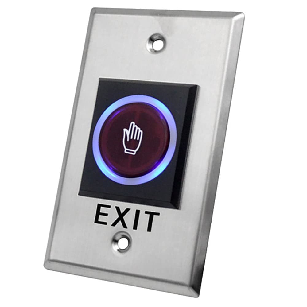 No Touch Door Release Exit Button Sensor with LED, Vertical Contactless IR Control Switch Stainless Steel Panel Input DC12V Output NO/COM for Access Control Door Gate Automation Electronic Locks