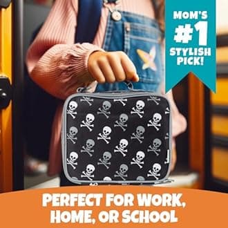 Insulated Lunch Box Sleeve - Securely Cover Your Bento Box (Skulls)