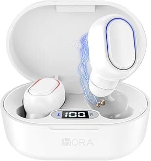 1 Hora Wireless Earbuds, Bluetooth 5.1 Headphones Wireless In-Ear Headphones with LED Display, Portable Charging Box Compatible with iPhone Android Computer - White