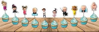 Festiko® Boss Baby Birthday Decorations,Baby Boss Party Supplies Pack of 12 pcs, Baby Party Supplies, Children Carnival Party Supplies Decoration - Cup Cake Topper