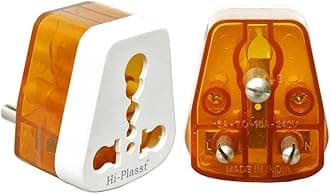 HI-PLASST (2pcs) Converter Plug 6ampere to 16ampere 3-Pin International 16 amp socket for Big Size 16 Ampere Plug Top (Use 16amp Devices in 6amp Normal Socket)for Geysers A/C Refrigrator Microwave,etc
