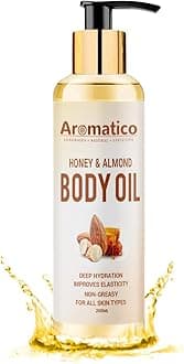 AROMATICO Luxurious Body Oil for Women 200ml Honey & Almond. Hydrating & Nourishing, for Daily Use After Shower, Bath Oil, Massage Oil. Glowing Skin Formula. Non-Greasy, 100% Natural