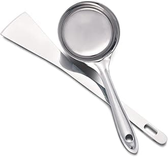 Dynore Stainless Steel Dosa Spatula and Dossa Ladle with Flat Base|Dosa Making Spoon and Dosa Turner|Dosa Maker Tool - Set of 2