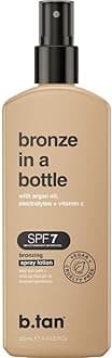 SPF 7 Sun Tanning Lotion Spray | Bronze In a Bottle - Best Tan Intensifier, Browning Outdoor Bronzing Accelerator, Packed with Argan Oil, Electrolytes, & Vitamin C, Austrailian Brand, 8.45 Fl Oz