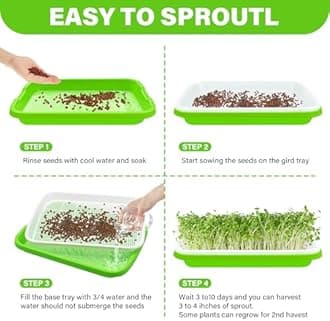 Germination Trays for Sprouts Propagation Set Germination Tray: 5 Pieces Cress Propagation Trays Seed Tray Germination Tray Sprouts Growing Set for Indoor Growing of Mung Beans Wheatgrass