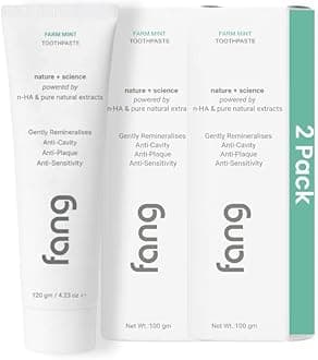 Fang Natural Nano Hydroxyapatite (N-Ha) Farm Mint Toothpaste (2 X 100 gm) | Teeth Whitening Sensitive Oral Care | Active Fresh & Tooth Protection for Adults | Vegan, Fluoride Free & Non Toxic