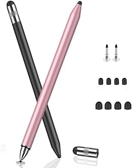 3 in 1 Stylus Pen for Touch Screens, High Sensitivity & Precision Capacitive Basics Stylus Pen for Android Tablet/Apple iPad iPhone Tablets/Lenovo/Xiaomi (Black/Rose Gold)