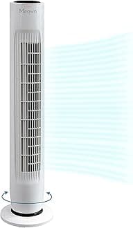 31'' Tower Fan with Remote | Bladeless White Floor Fan | 90° Oscillation | 3 Speeds | 2 Modes | Quiet Cooling | 7-Hour Timer | Ideal for Home & Office