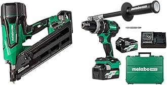 Bundle of Metabo HPT 36V MultiVolt Cordless Metal Connector Nailer Kit | NR3665DA + Metabo HPT 36V MultiVolt™ Cordless ½-Inch Hammer Drill Kit | DV36DC