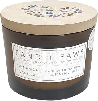 Sand + Paws Scented Candle - Cinnamon Vanilla - Additional Scents and Sizes –Luxurious Air Freshening Jar Candle Neutralize pet Odors and Enhance Home décor – 100% Cotton Lead-Free Wicks - 12oz