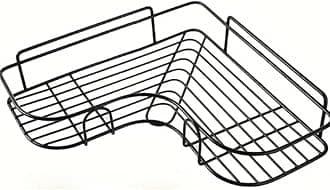 BIRDWING 2 Pic Bathroom Corner Self Adhesive Corner Shelf for Bathroom/Adhesive Shelf for Kitchen with Magic Sticker/Bathroom Organizer Without Drill (GI Metal, Black) - Pack of 2