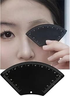 Eyebrow Stencils for Shaping, Alloy Fast Drawing Eyebrow Measuring tool Reusable Double-Sided Brow Mapping Kit for Women Beginner (fan)