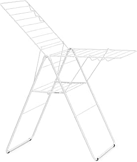 Brabantia HangOn Laundry Drying Rack (20m / Fresh White) Compact, Foldaway, Adjustable Indoor Stainless Steel Clothes Horse