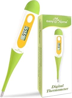 Digital Oral Thermometer for Adult and Kid, Easy@Home Accurate Fast Reading Body Temperature Thermometer for Oral and Underarm Measurement with Fever Alarm，EMT-021B-Green