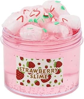 Strawberry Crunchy Slime,Pink Slime Kit with Glimmer for Girls,Birthday Gifts School Party Favors Toy for Girls and Boys.