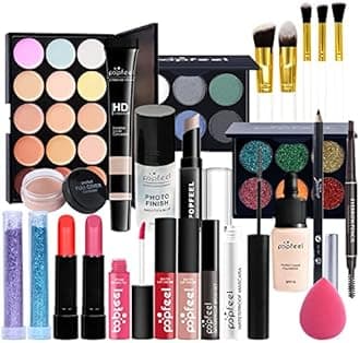 FantasyDay 25 Piece All-In-One Holiday Makeup Gift Set Makeup Bundle Essential Cosmetic Starter Beauty Kit Include Concealer, Lipstick, Lip gloss, Foundation, Eyebrow, Eyeshadow Palette, Travel Bag