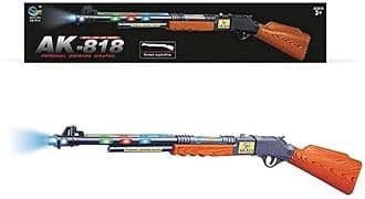 AGAS Musical Toy Gun with Flashing Lights, Pretend Play Gun Toy with Vibrating Body Guns & Darts, No Bullets Required. (Short Gun)