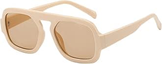 MUNSADE Trendy Square Aviator Sunglasses for Women Flat Top Designer Stylish Frame Sun Glasses Vintage Shades