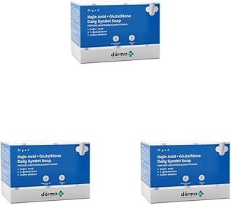 The Derma Co Kojic Acid + Glutathione Daily Syndet Brightening Soap With Kojic Acid, L-Glutathione & Alpha-Arbutin - 75 G X 2 (Pack of 3)