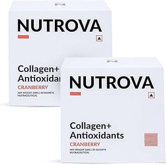 - NUTROVA Collagen+ Antioxidants | Marine Collagen Supplements Powder for Men & Women | Improves Skin Hydration, Reduces Damage | Skin, Hair & Nails | Cranberry | 60 Servings