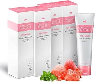 Natural Whitening Toothpaste, 3.9 OZ (Pack of 4) - Christmas Gifts, Stocking Stuffers, Fluoride Free Toothpaste, Teeth Whitening, Gum Health Care, Plaque Remover, Spearmint Flavor