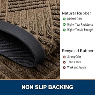 Smiry Front Door Mat Outside Entrance, Heavy Duty Outdoor Indoor Natural Rubber Doormat, Non Slip, Trap Dirt and Moisture, Easy Clean, Low Profile Patio Porch Entryway Mat, 59x35, Brown