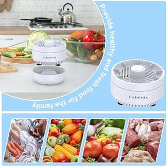 Fabenix Fruit and Vegetable Washing Machine.Upgraded Spinner Fruit and Vegetable Purifier. Fruit Cleaner Device Turns on Automatically in Water.Using Water Spinner and OH-ion Purification Technology