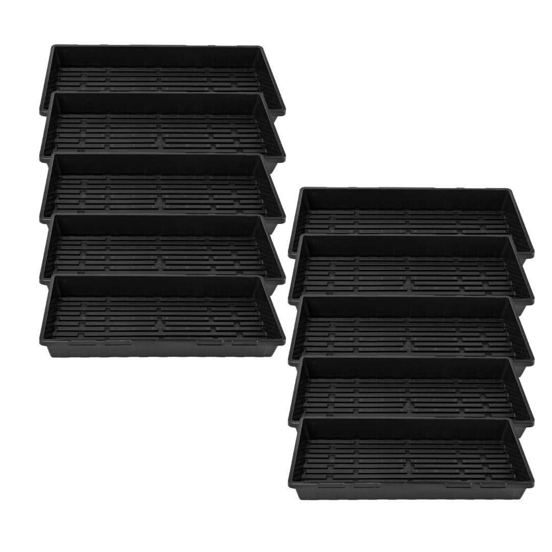 1020 Trays - Extra Strength No Holes, 10 Pack, for Propagation Seed Starter, Plant Germination, Seedling Flat, Fodder, Microgreens