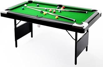 5.5FT Pool Table, Billiards Table, Portable Foldable Pool Table, Pool Table Set Includes Balls, Cues, Chalks and Brush, Perfect for Family Game Room Kid Adult, Green