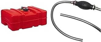 Bundle of Scepter 12 Gallon Portable Marine Gas Can, Large Capacity Boa Fuel Tank + Scepter 08312 Marine Outboard Boat Motor Fuel Line Assembly Hose Kit, 3/8 Inch Inner Diameter, Universal