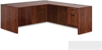 GOF Double 2 Person Workstation Cubicle (11'D x 6'W x 4'H) / Office Partition, Room Divider (Desk Only, Dark Cherry)