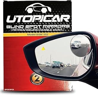 UTOPICAR Large Rear View Mirror - clamps on for seeing your baby or kids on the back and better view of your surroundings - Sleek design with brushed metal sidebars | Car
