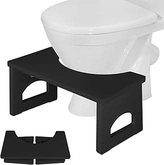 Foldable Toilet Stool, 7.5 Inches Poop Stool for Bathroom, Bamboo Toilet Stool Squat Adult, Collapsible Squatting Bathroom Potty Stool with Non-Slip Strip, Improve Squatting Posture and Comfort, Black