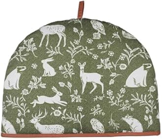 Ulster Weavers - Sage Green Woodland Animals Tea Cosy (35 x 35cm) - 100% Cotton - Teapot Warmer with Rabbit & Deer - Woodland Tea Cozy - Woodland Gifts - Kitchen Accessories - Forest Tea Cosy in Green