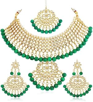Sukkhi Trendy Kundan Gold Plated Wedding Jewellery Choker Necklace Set for Women
