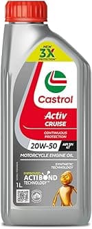 Castrol Activ CRUISE 20W-50 4T Engine Oil with Synthetic Technology for Bajaj Bikes (1L) | 3X Protection with Actibond Technology | Engine Protection for Bikes | API SN and JASO MA2