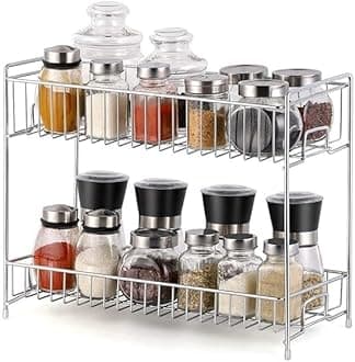 Heavy Stainless-Steel 2 Tier Kitchen Rack-Spice Boxes Rack -Kitchen Organizer –Kitchen Stand-Cosmetic Organizer – Counter Top Basket-Floor Mounted Shelf For Home And Bathroom,Tiered Shelf