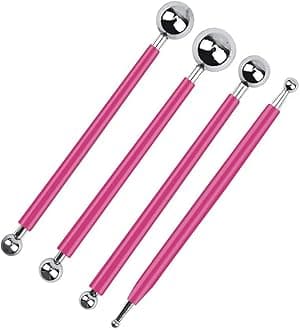 4 x Fondant Cake Decorating Clay Flower Sugarcraft Ball Model DIY Tool 8 Sizes boxs (Pink)