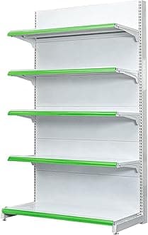 Lukia Slotted Channel Rack Adjustable Iron Rack for Supermarket, Shops and Book Shelf (Wall Rack 6 FEET X 3 FEET) 5 Shelves, White